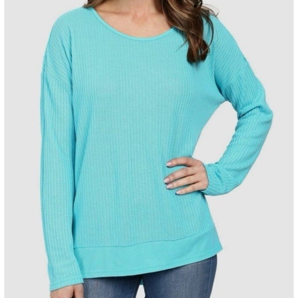 fresh produce Tops - Fresh Produce Blue Luna Thermal Top Women XL XXL Portland Rib Long Sleeve Casual